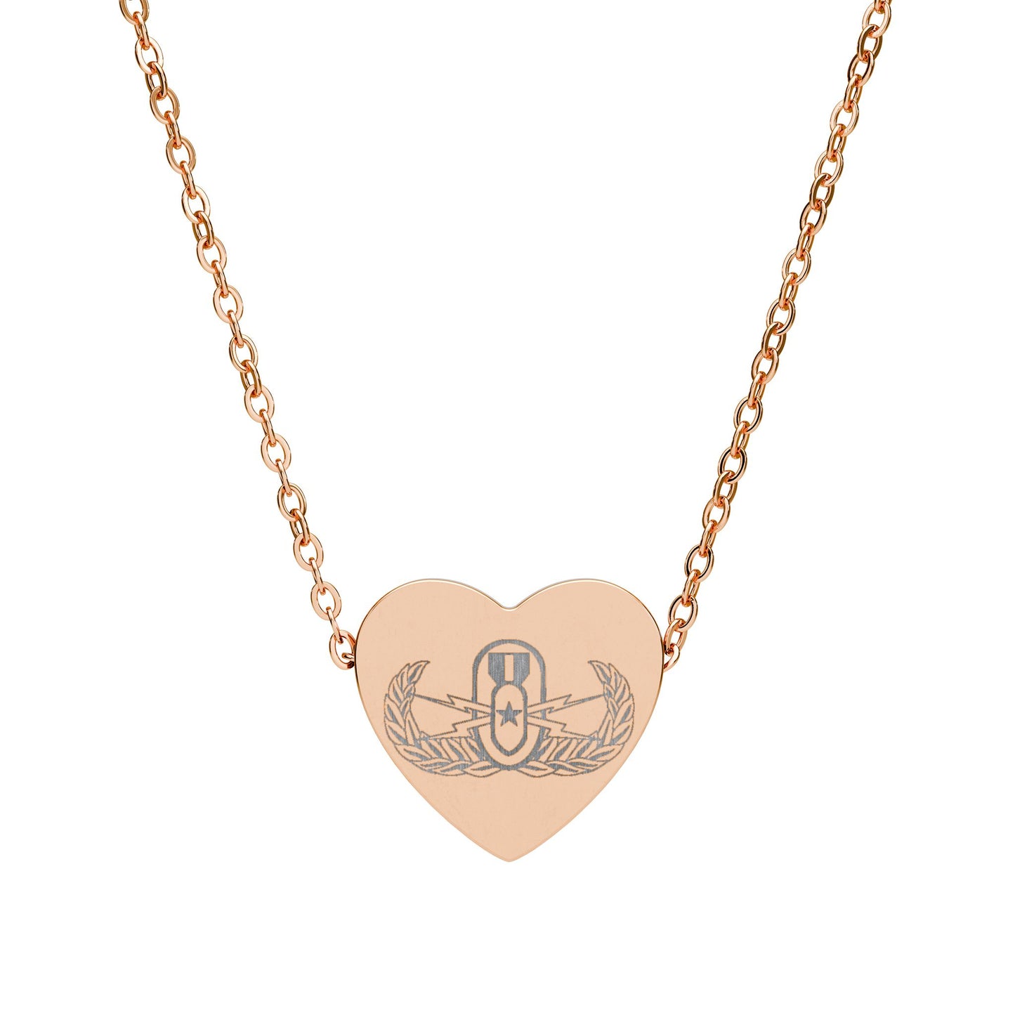 Engraved Heart Necklace — "EOD Senior Badge"