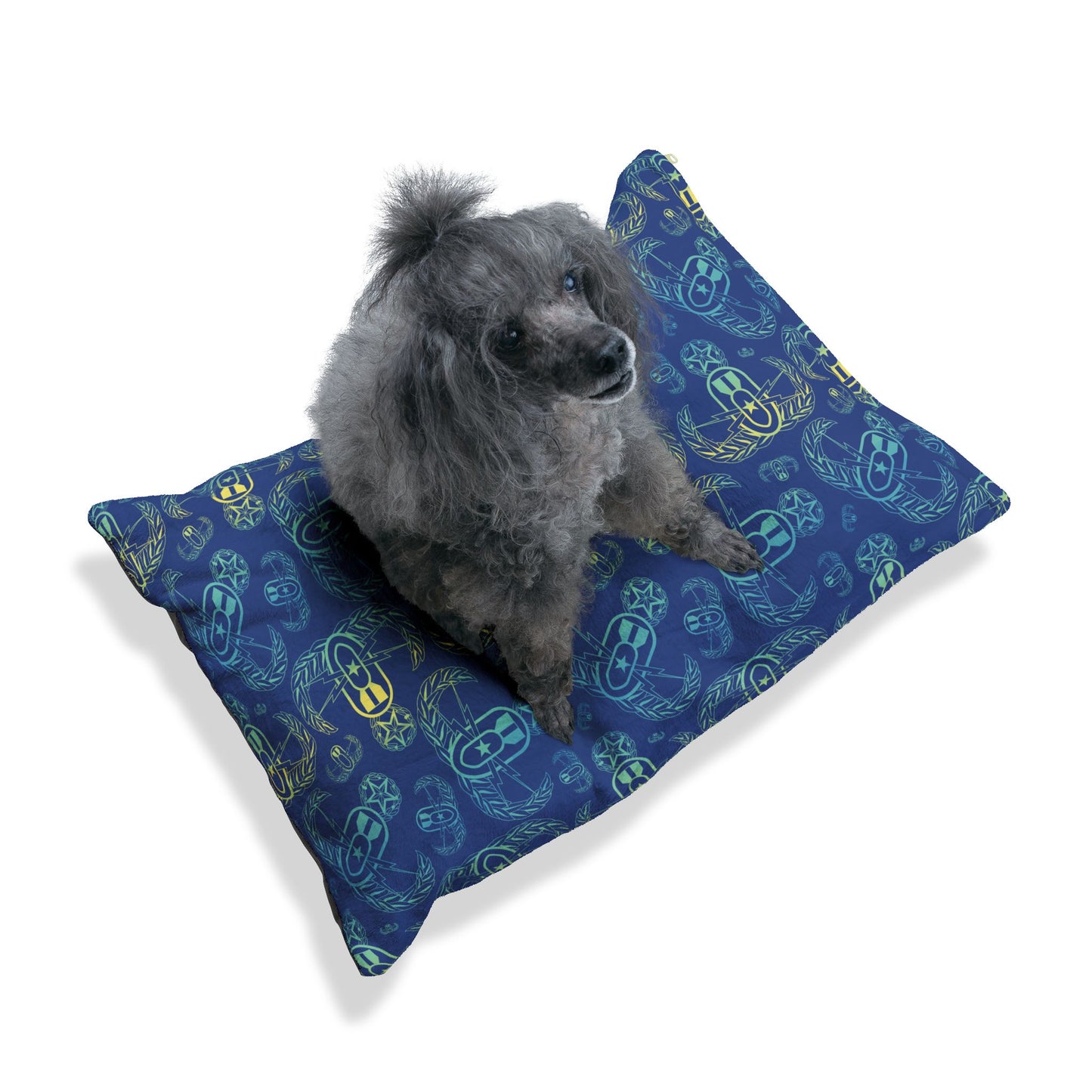 Pet Bed — "EOD BOMBre" (Blue/Turquoise/Yellow)