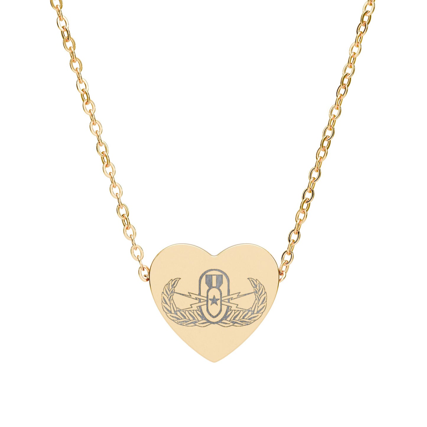 Engraved Heart Necklace — "EOD Senior Badge"
