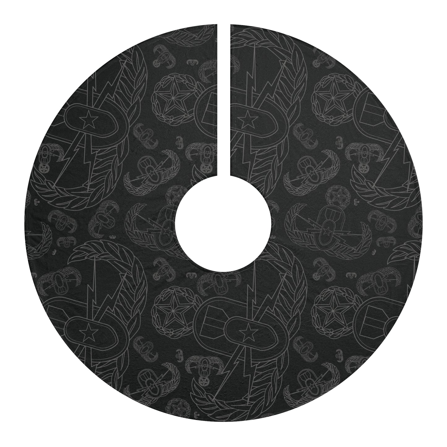 Tree Skirt — "EOD Mixed Badges" (Grey on Black)