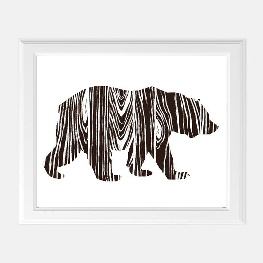 "Wood Grain Bear" (Brown) - Print (8" x10")