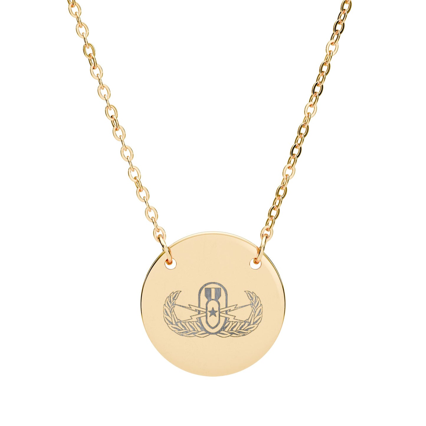 Engraved Circle Necklace — "EOD Senior Badge"