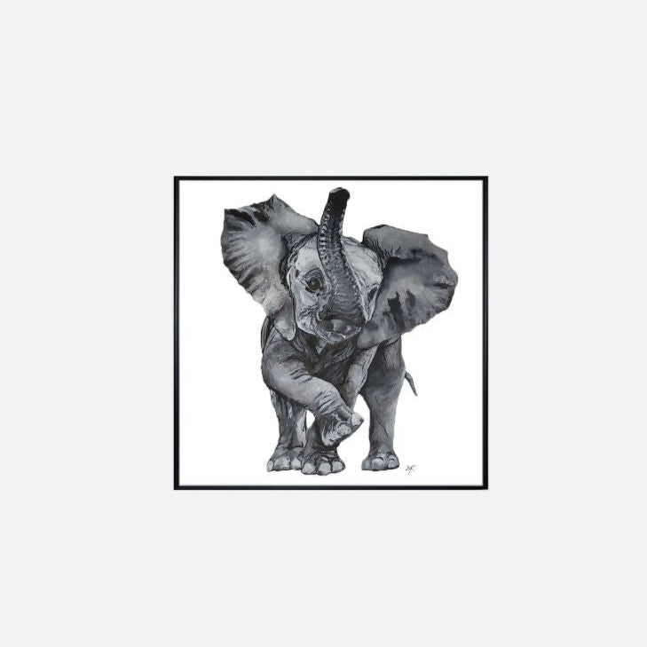"Dancing Elephant" - Print (12" x 12")