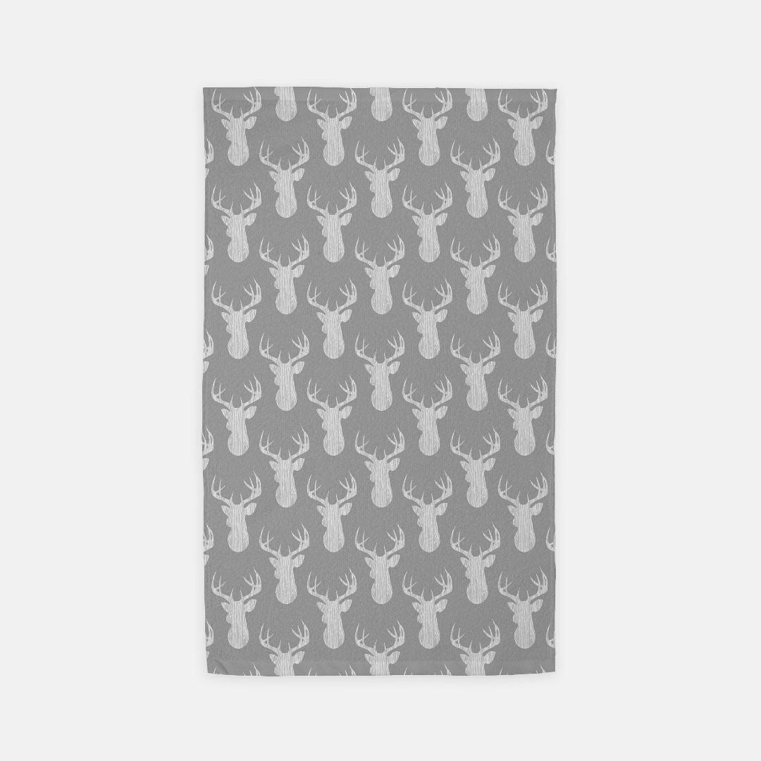 Hand Towel - "Wood Grain Deer" (Grey)