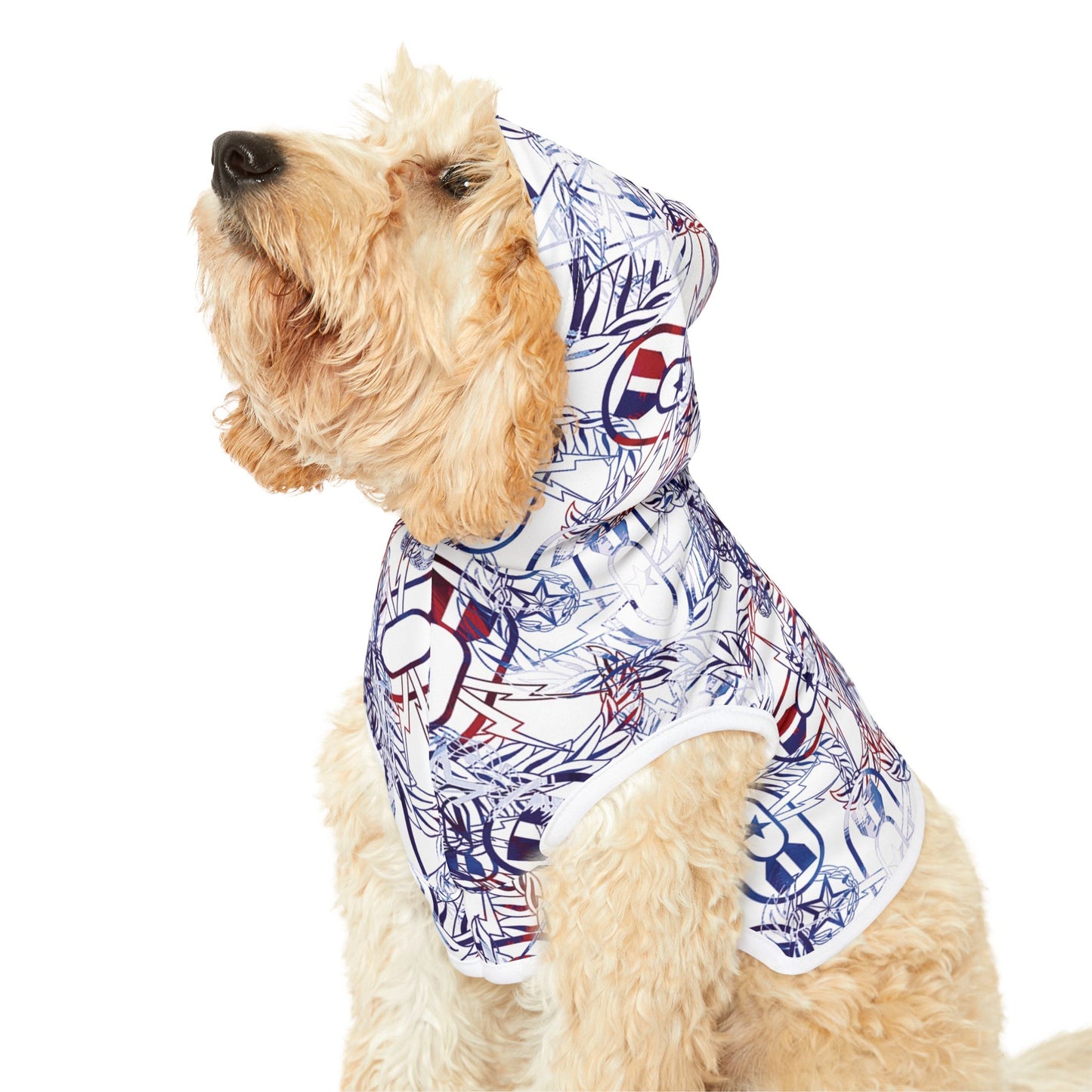 Pet Hoodie — "It's 5 o'clock Somewhere" (Red, White, & BOOM!)
