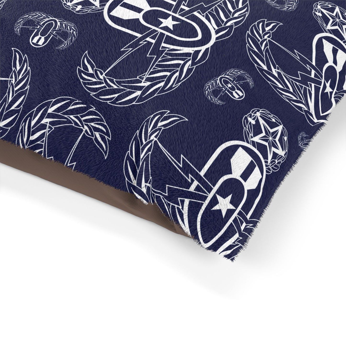 Pet Bed — "EOD Badges x 3" (White on Blue)