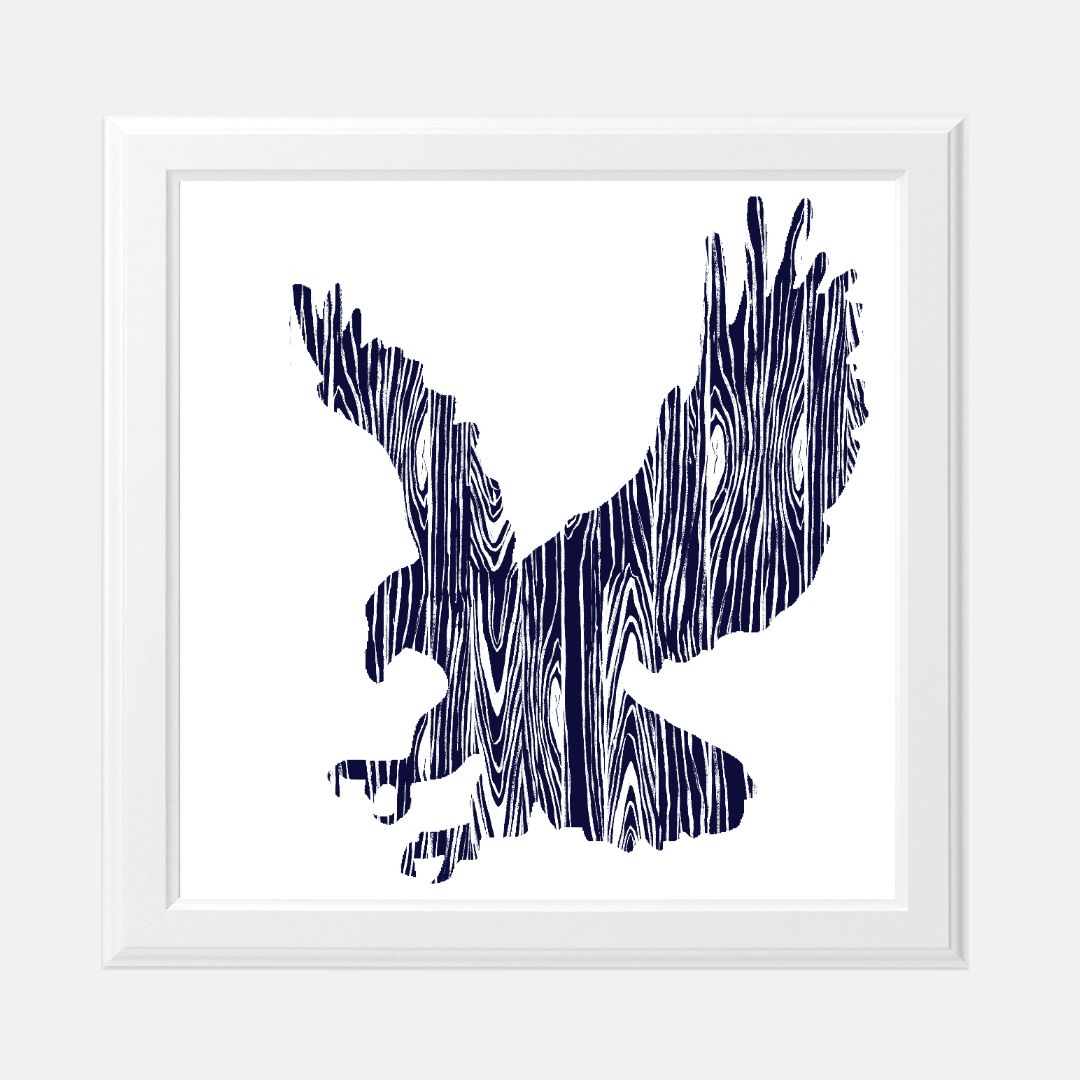 "Wood Grain Eagle" (Navy) - Print (8" x 8")