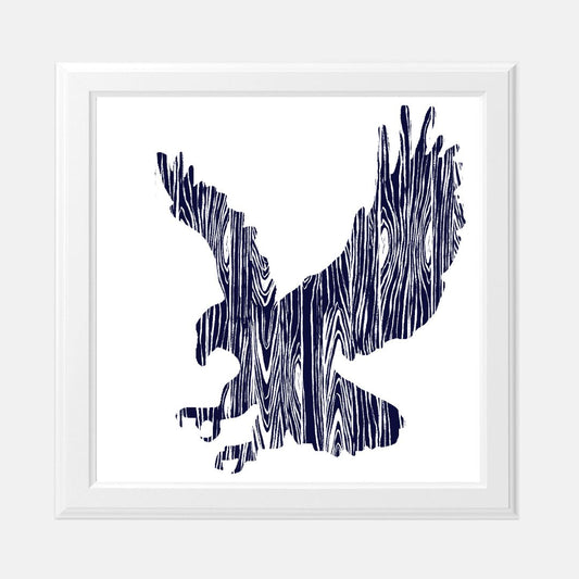 "Wood Grain Eagle" (Navy) - Print (8" x 8")