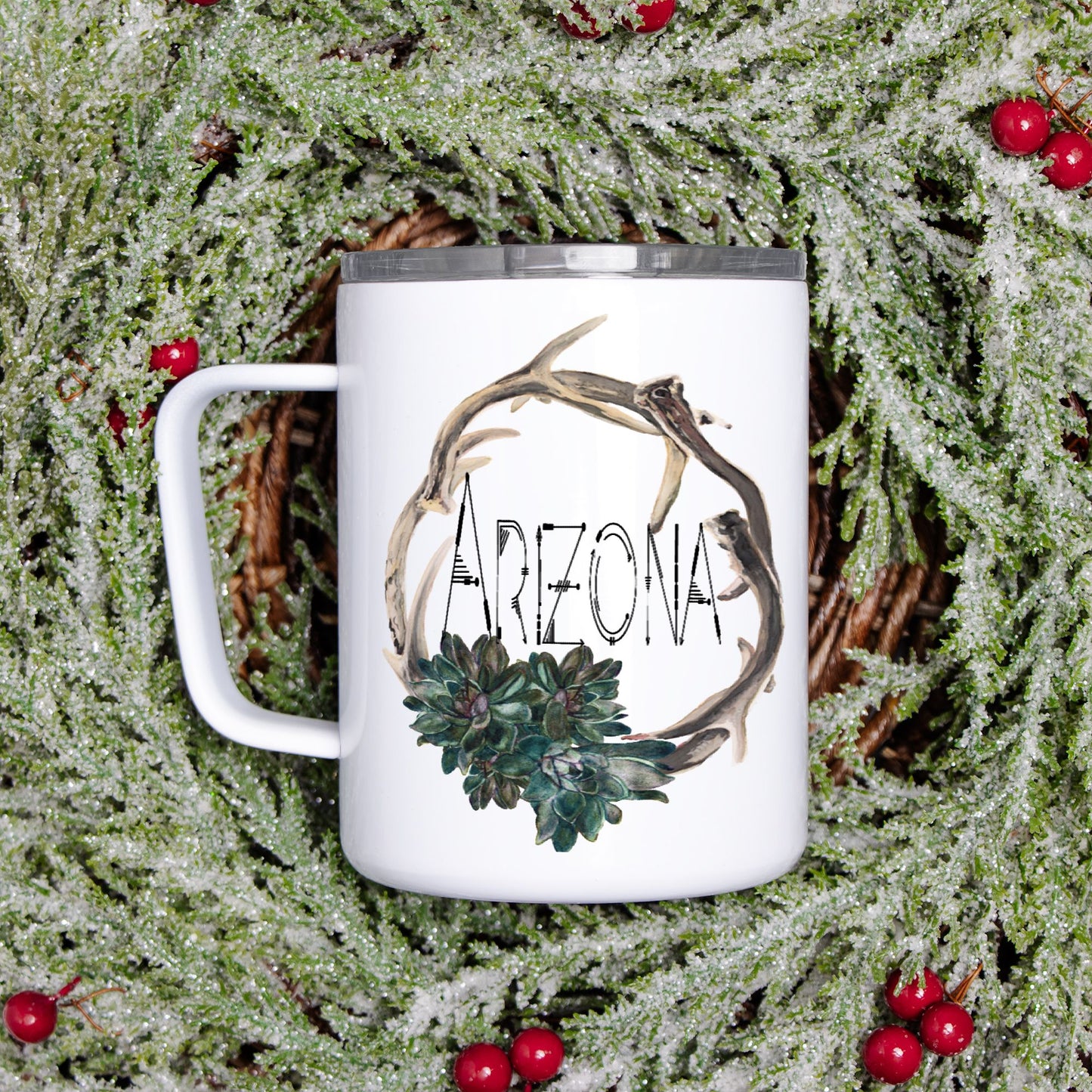 Travel Mug - "Antler Wreath ARIZONA"