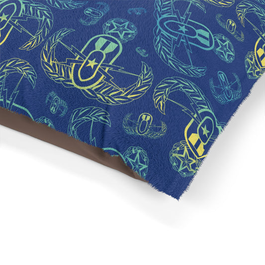 Pet Bed — "EOD BOMBre" (Blue/Turquoise/Yellow)