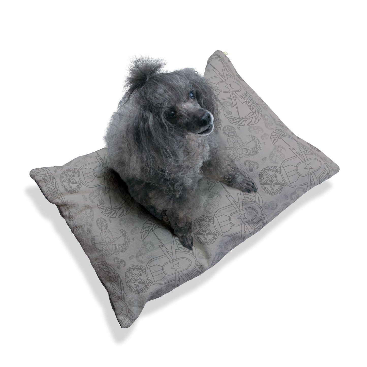 Pet Bed — "EOD Mixed Badges" (Greys)
