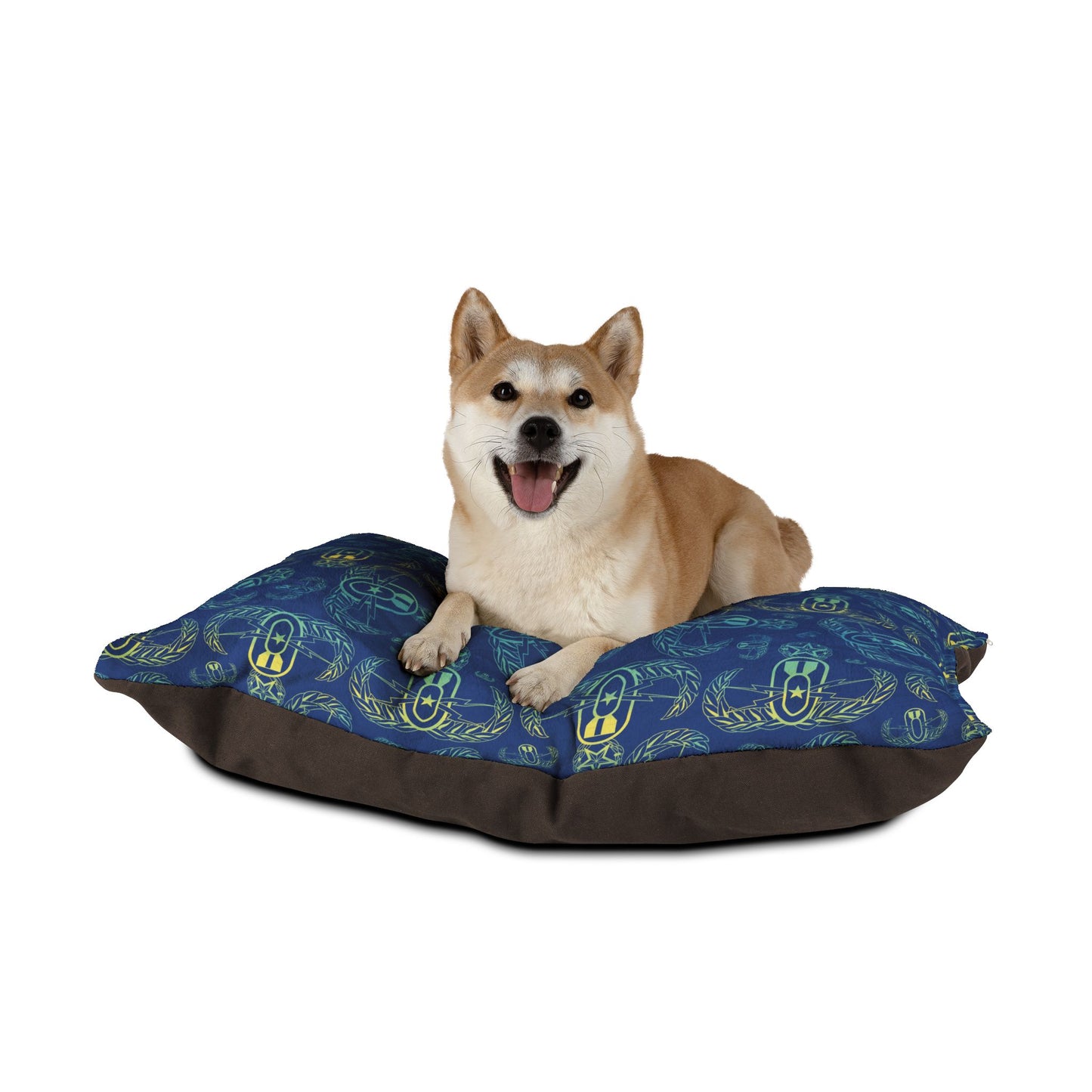 Pet Bed — "EOD BOMBre" (Blue/Turquoise/Yellow)