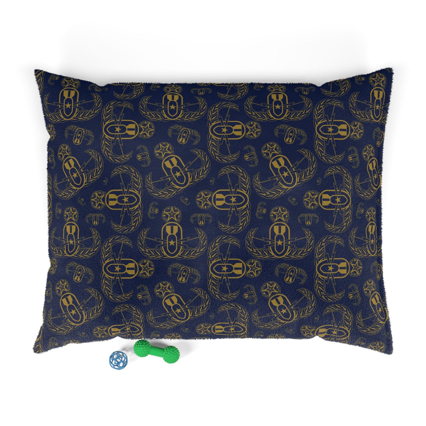 Pet Bed — "EOD Badges x 3" (Gold on Blue)