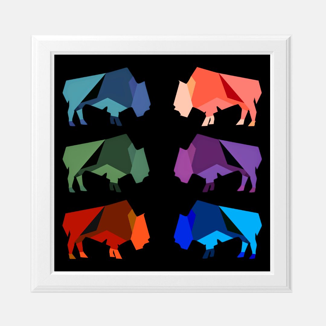 "Abstract Bison Herd" - Print (8" x 8")