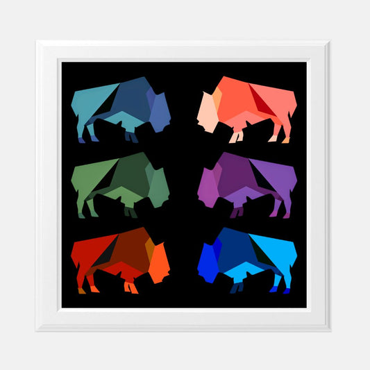 "Abstract Bison Herd" - Print (8" x 8")