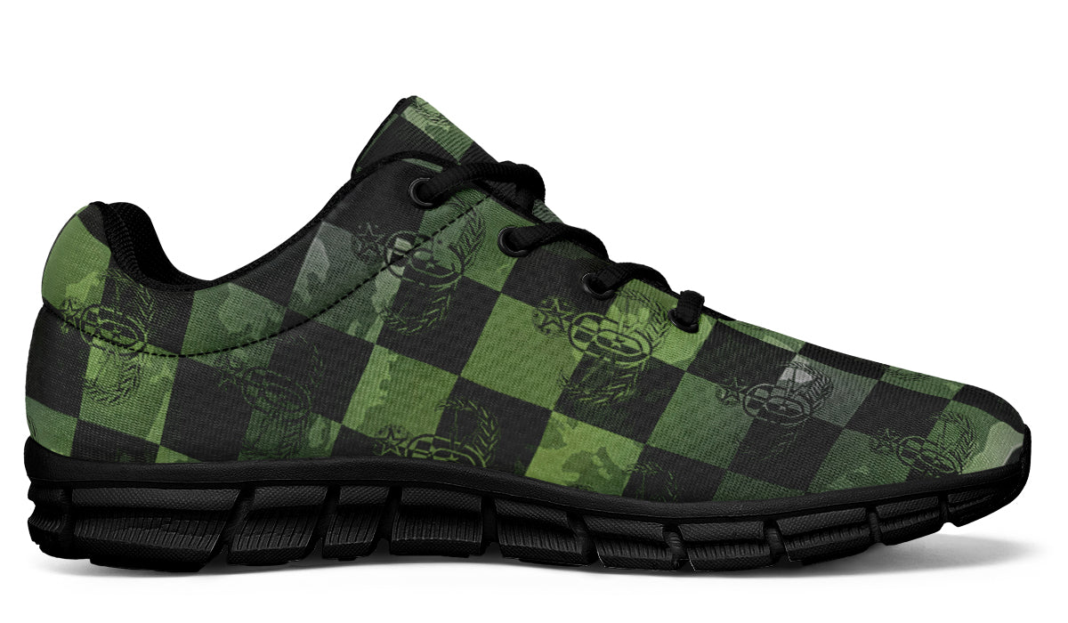 Sneakers - "EOD Buffoulage Checkered Flag" (Faded Green on Black)