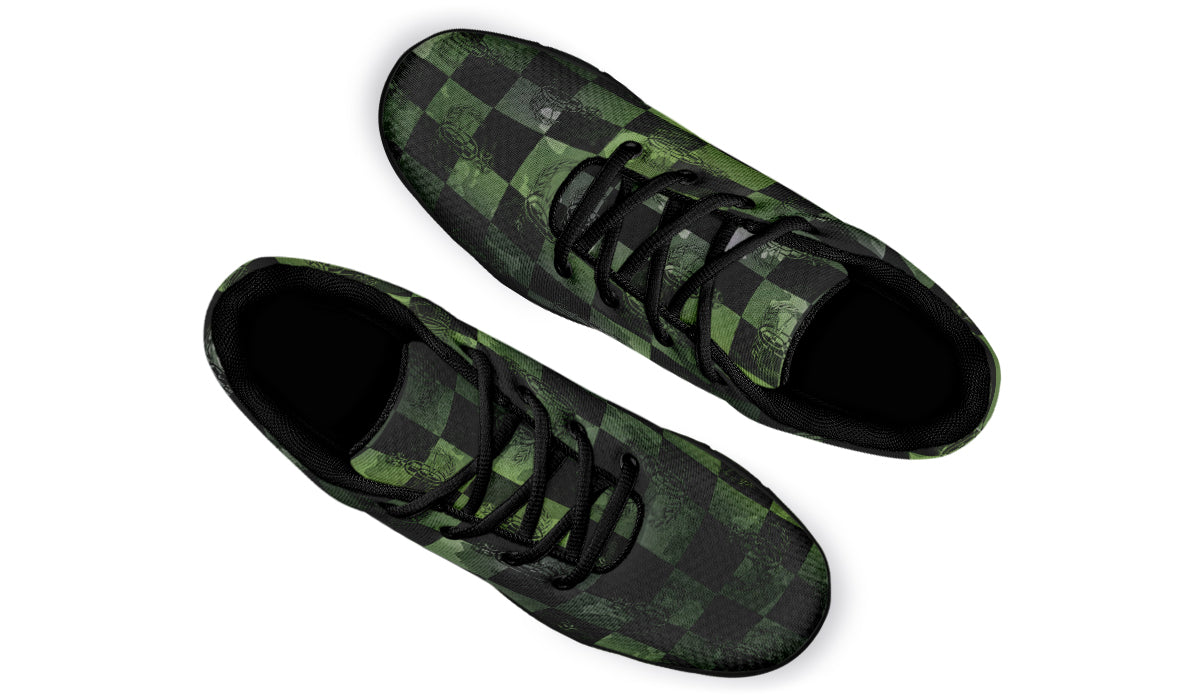 Sneakers - "EOD Buffoulage Checkered Flag" (Faded Green on Black)