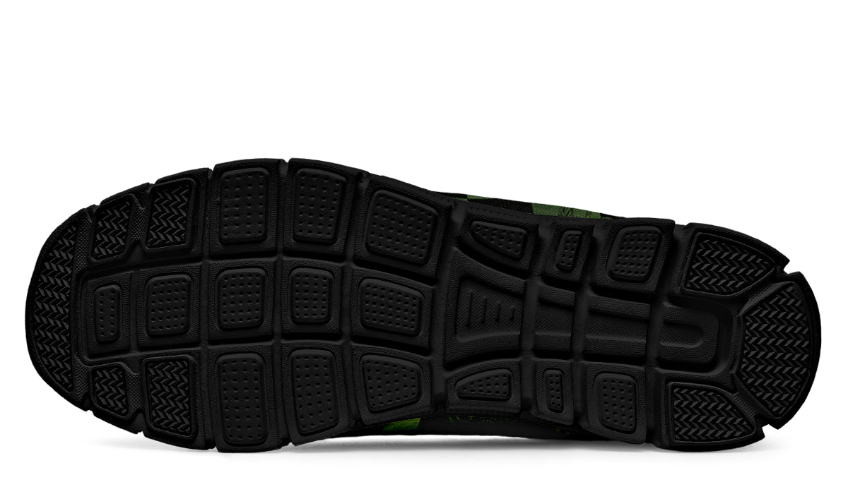 Sneakers - "EOD Buffoulage Checkered Flag" (Faded Green on Black)