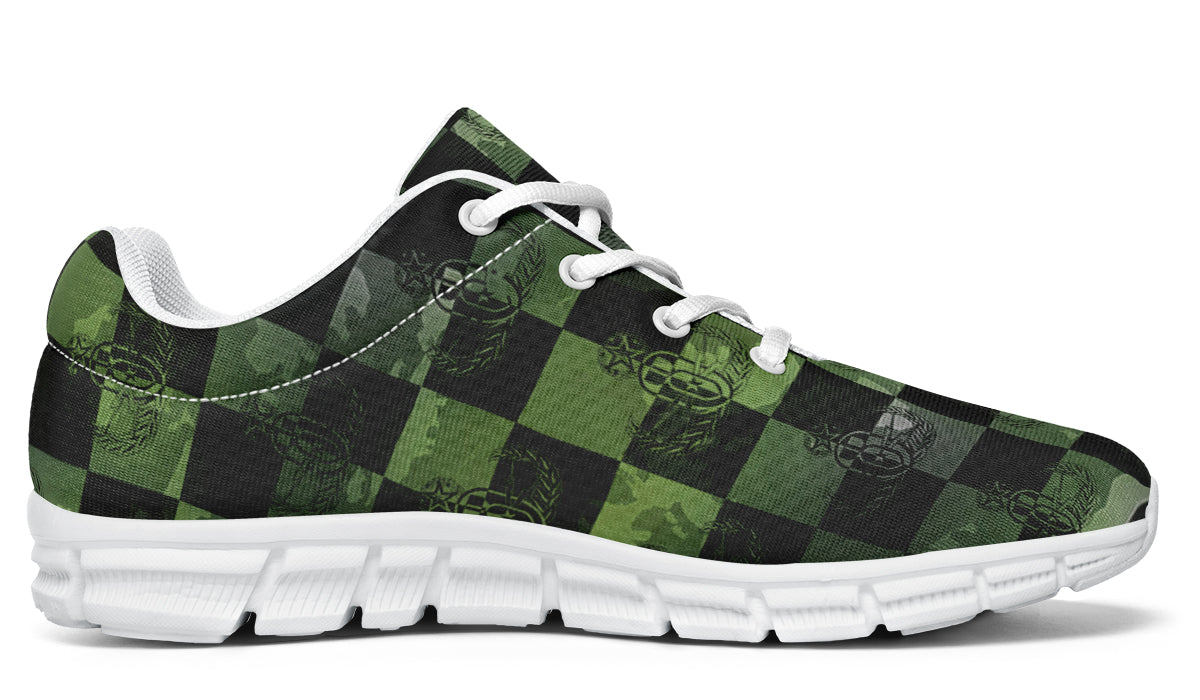Sneakers - "EOD Buffoulage Checkered Flag" (Faded Green on Black)