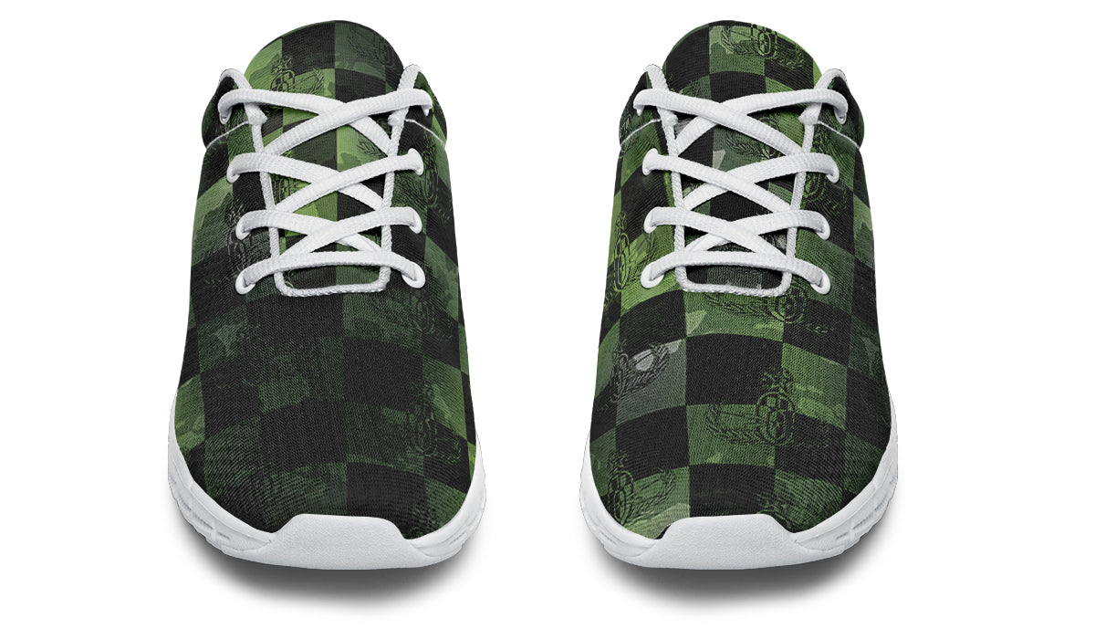 Sneakers - "EOD Buffoulage Checkered Flag" (Faded Green on Black)