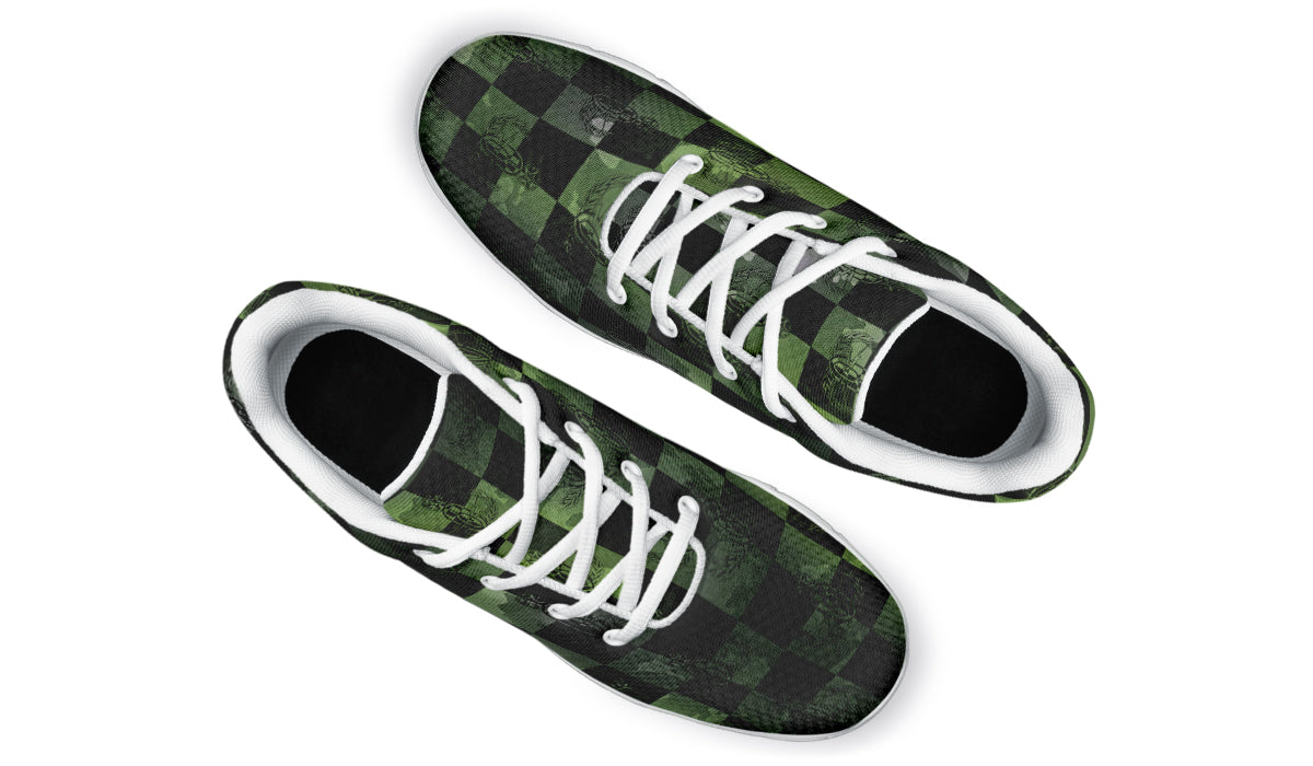 Sneakers - "EOD Buffoulage Checkered Flag" (Faded Green on Black)