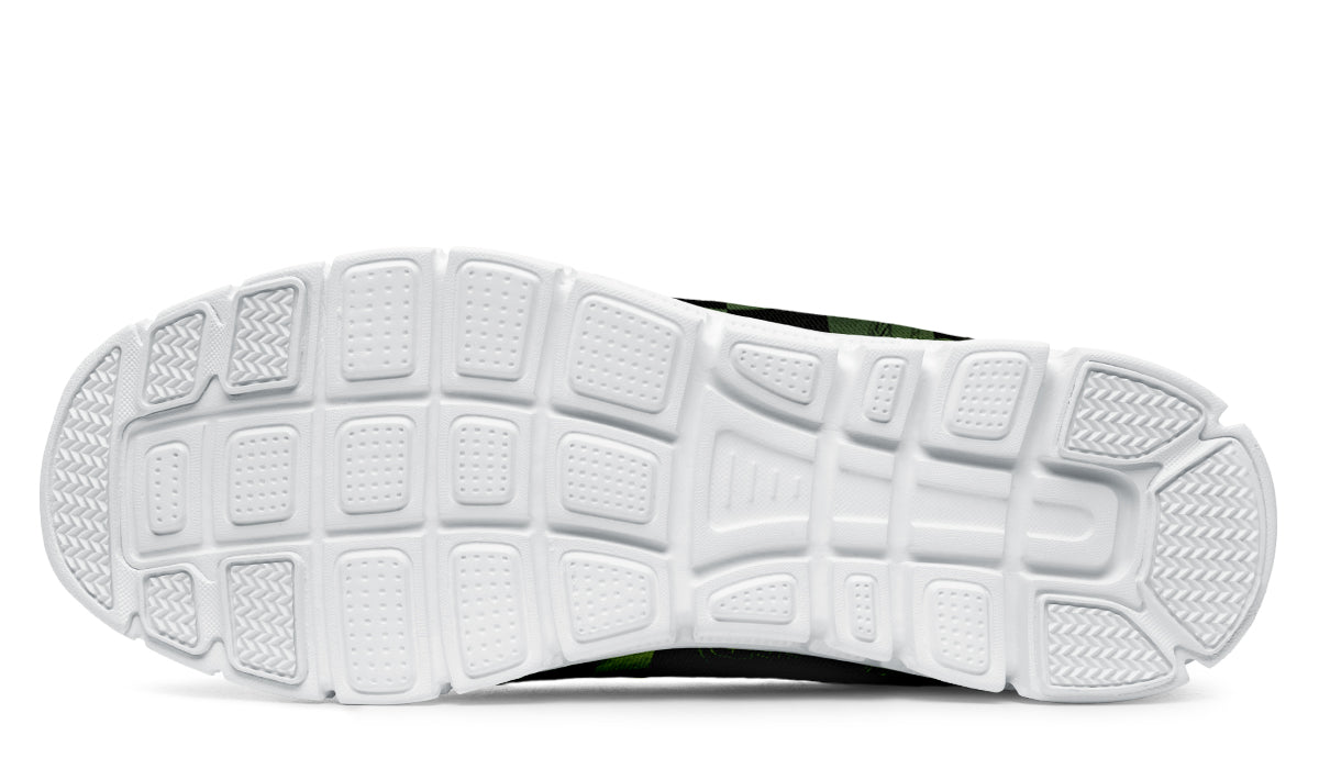Sneakers - "EOD Buffoulage Checkered Flag" (Faded Green on Black)