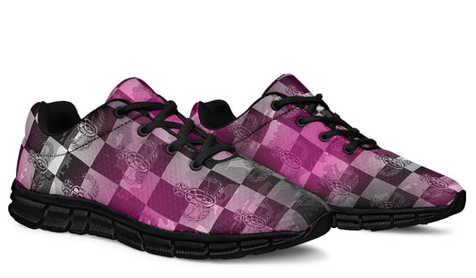 Print On Demand - Sneakers - "EOD Buffoulage Checkered Flag" (Faded Pink on Black)