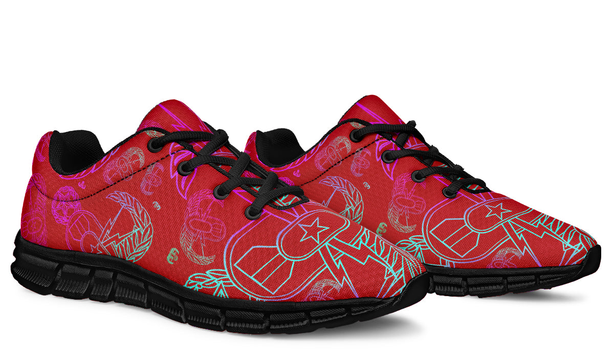 Print On Demand - Sneakers - "EOD Mixed Badges" (Multicolor on Red)