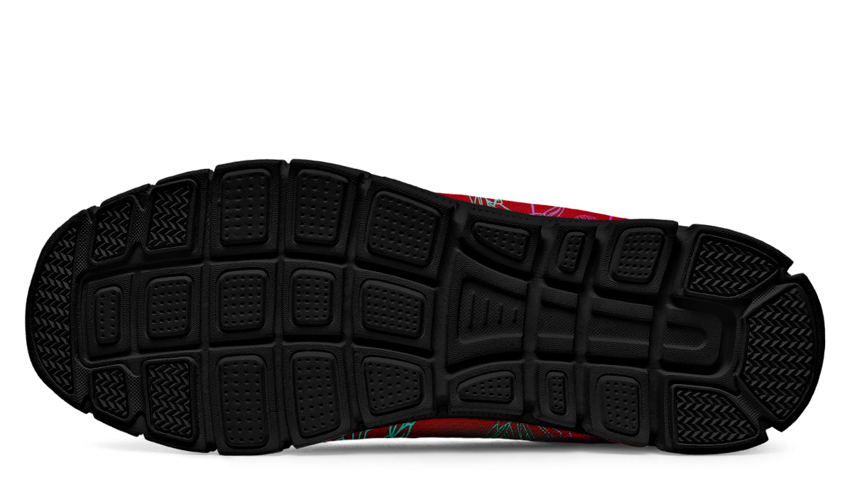 Print On Demand - Sneakers - "EOD Mixed Badges" (Multicolor on Red)
