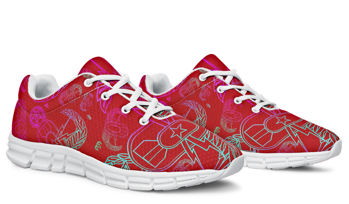 Print On Demand - Sneakers - "EOD Mixed Badges" (Multicolor on Red)