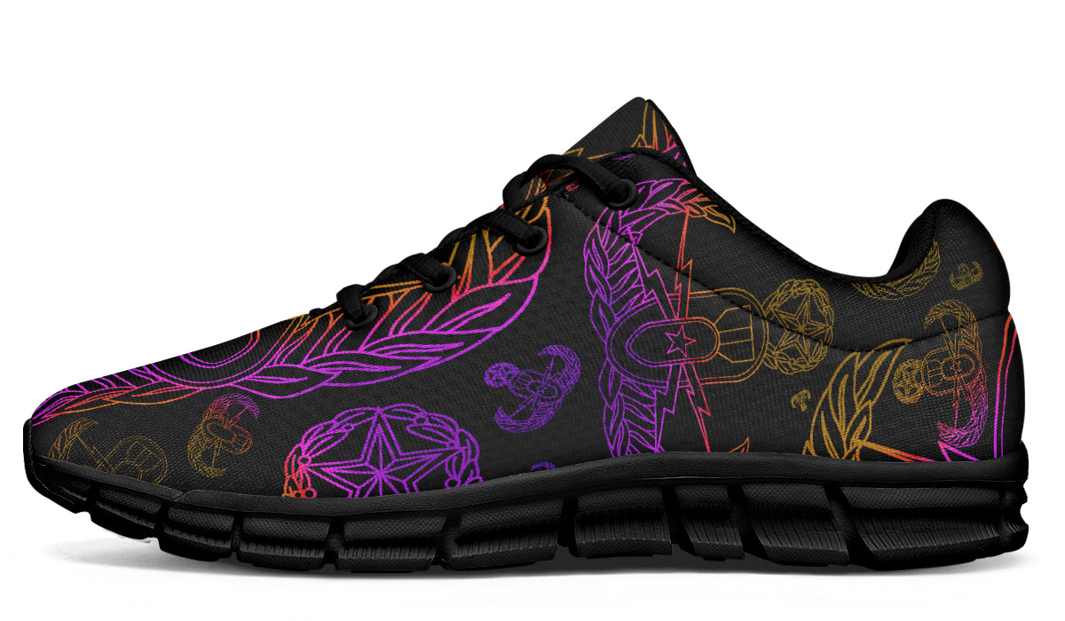 Sneakers - "EOD Mixed Badges" (Purple/Yellow on Black)