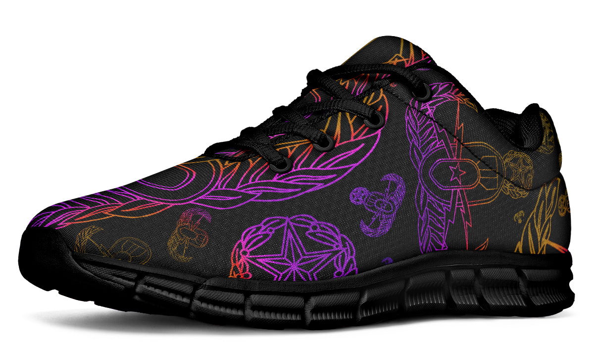 Sneakers - "EOD Mixed Badges" (Purple/Yellow on Black)