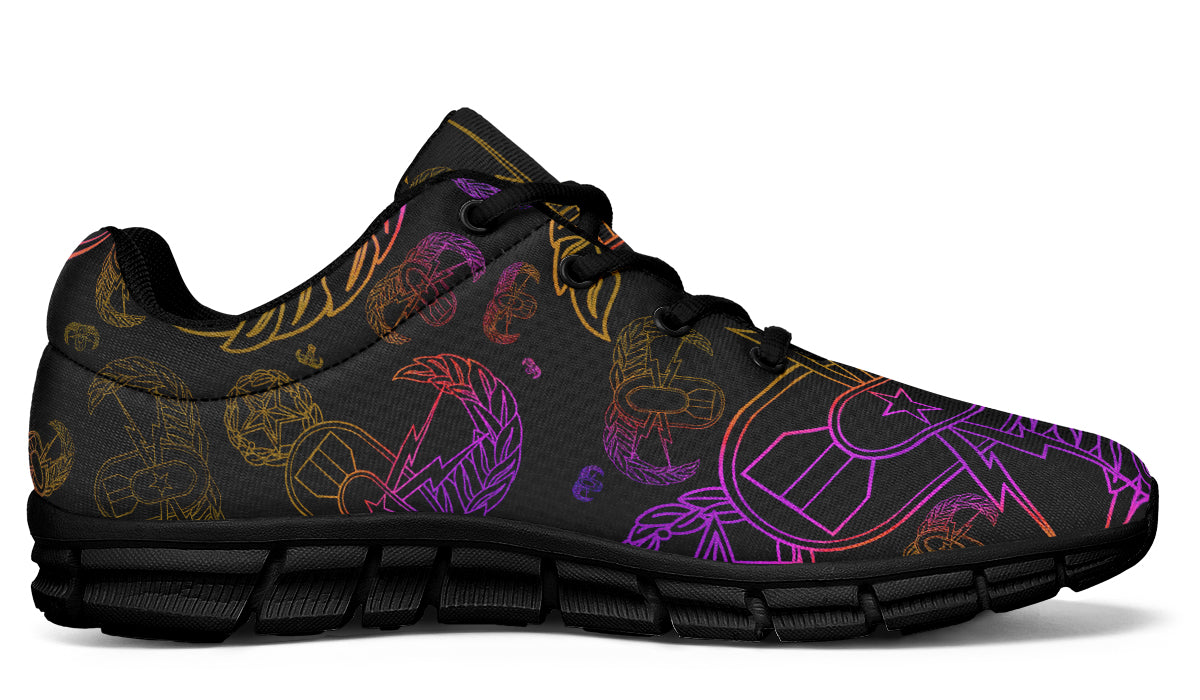Sneakers - "EOD Mixed Badges" (Purple/Yellow on Black)