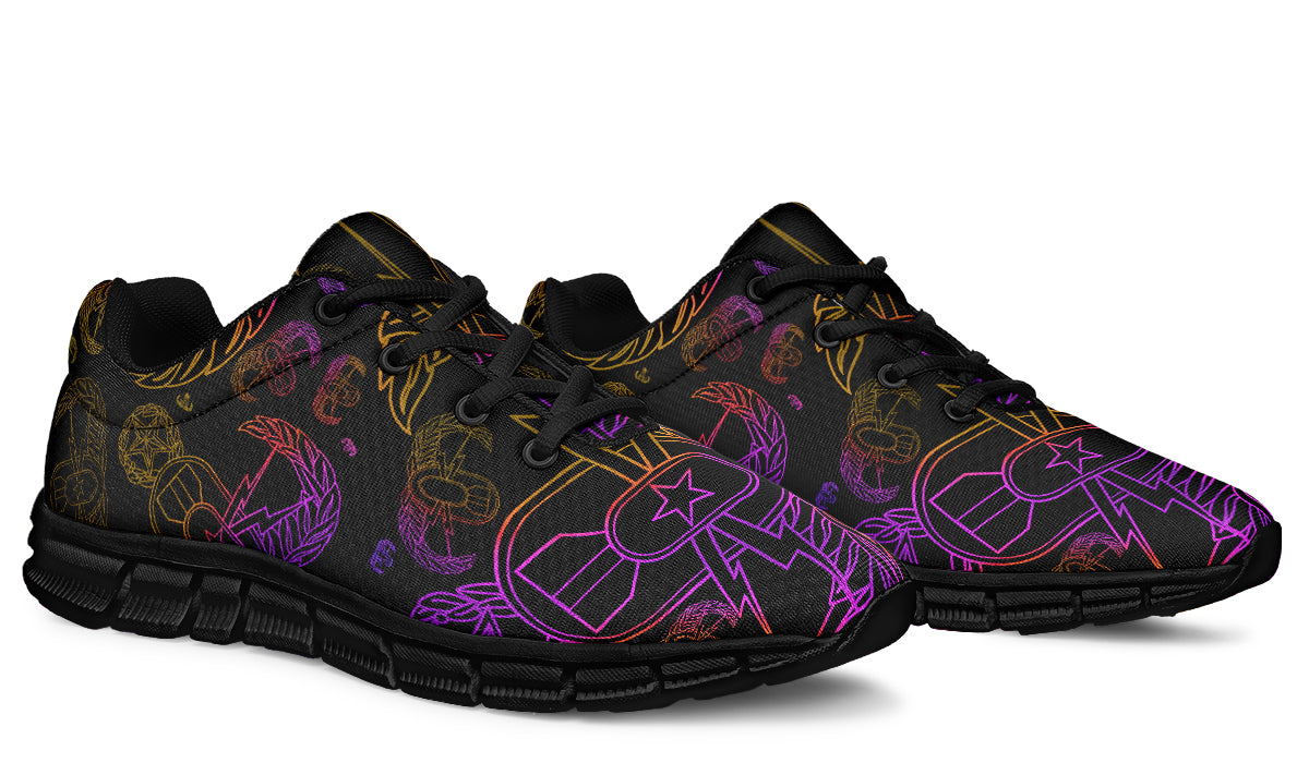 Sneakers - "EOD Mixed Badges" (Purple/Yellow on Black)
