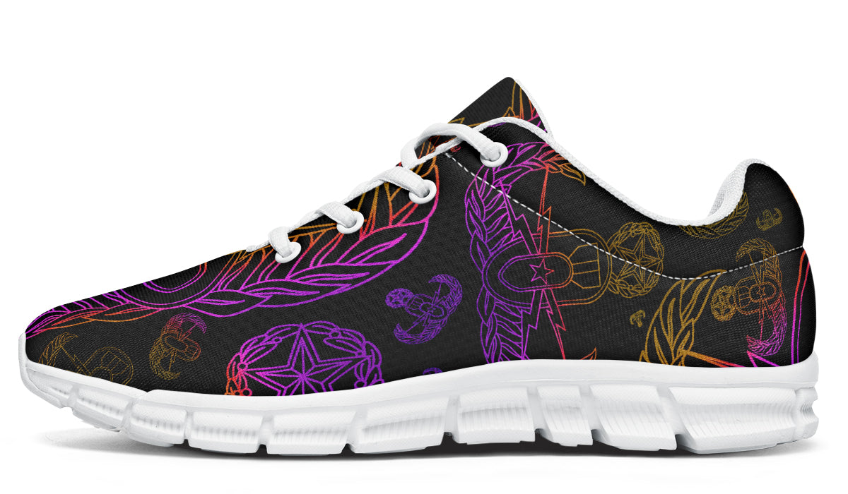 Sneakers - "EOD Mixed Badges" (Purple/Yellow on Black)