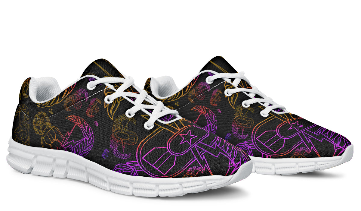 Sneakers - "EOD Mixed Badges" (Purple/Yellow on Black)