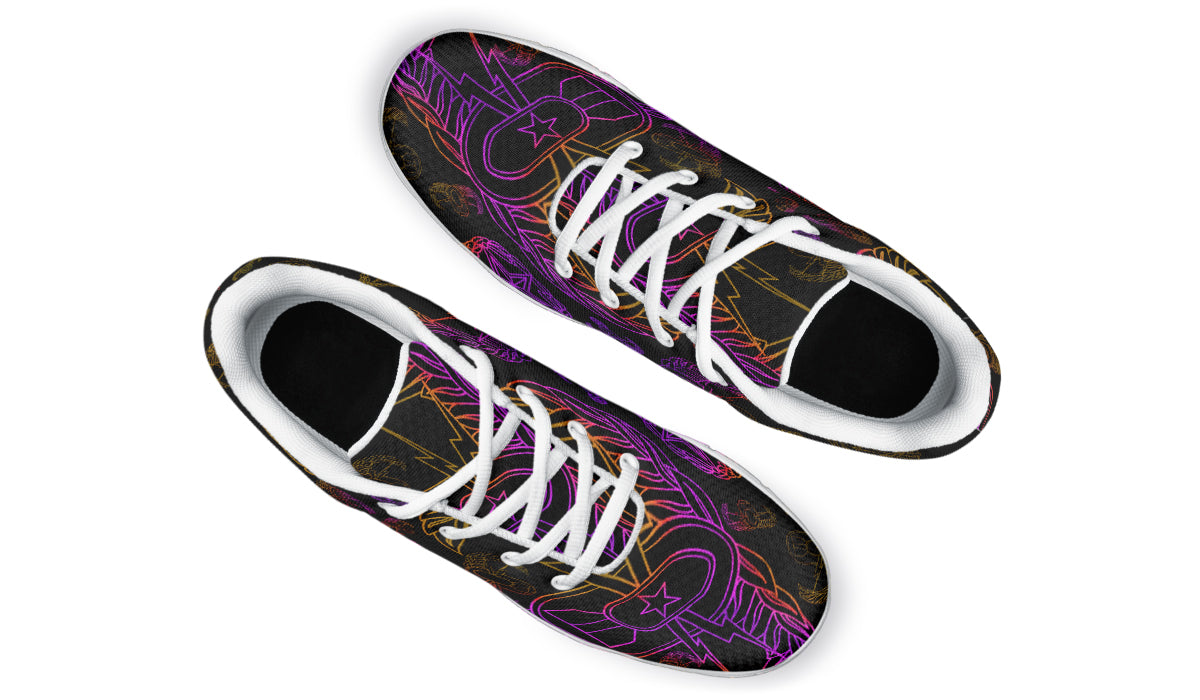 Sneakers - "EOD Mixed Badges" (Purple/Yellow on Black)