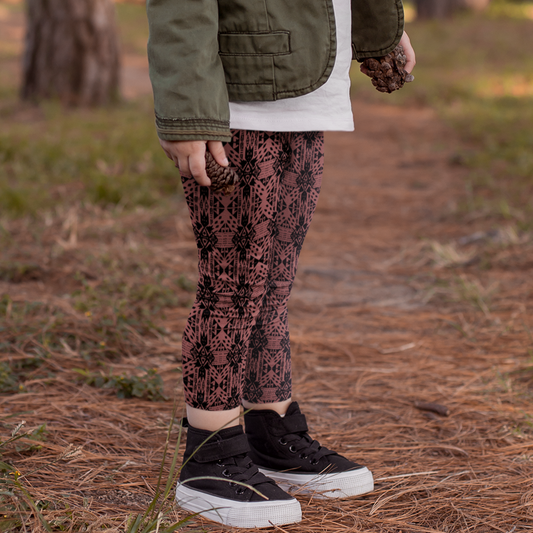 Aztec Clay Youth Leggings with Pockets