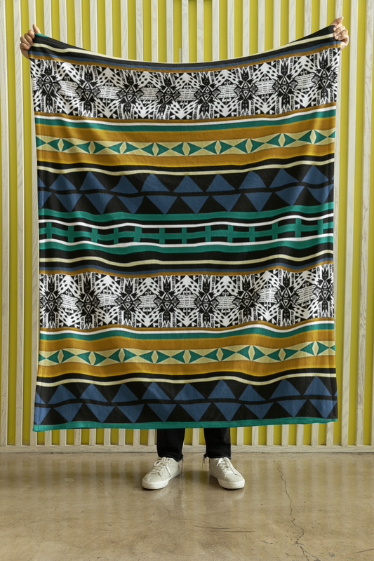 Plush Throw Blanket - "Aztec Verde"