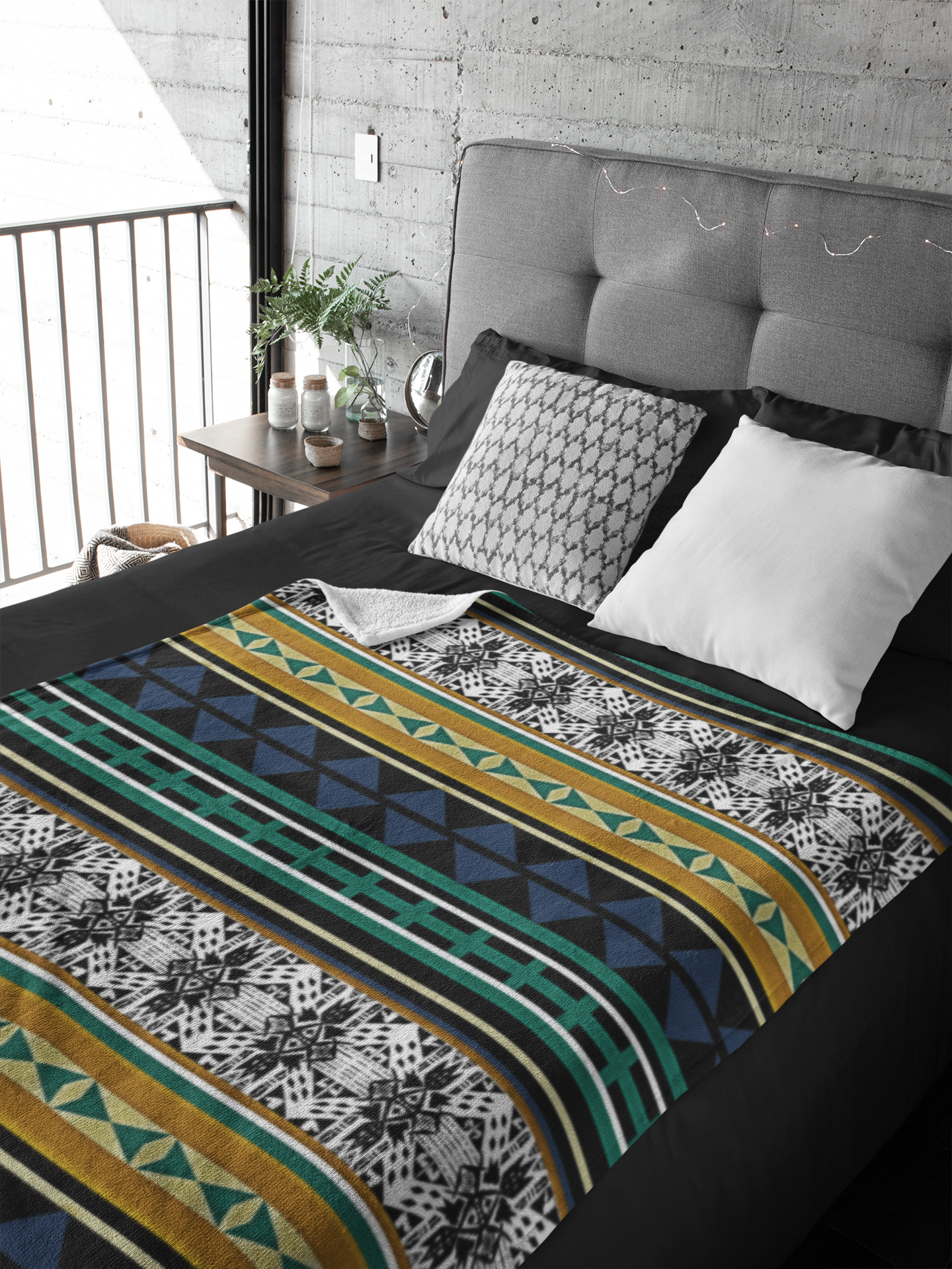Plush Throw Blanket - "Aztec Verde"
