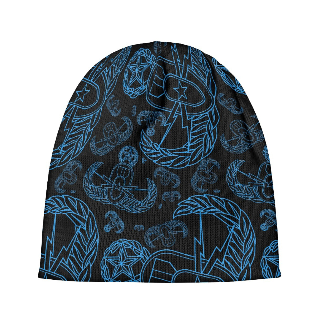 Beanie - "EOD Mixed Badges" (Electric Blue on Black)