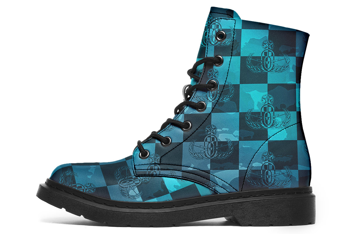 Combat Boots - "EOD Buffoulage Checkered Flag" (teal)