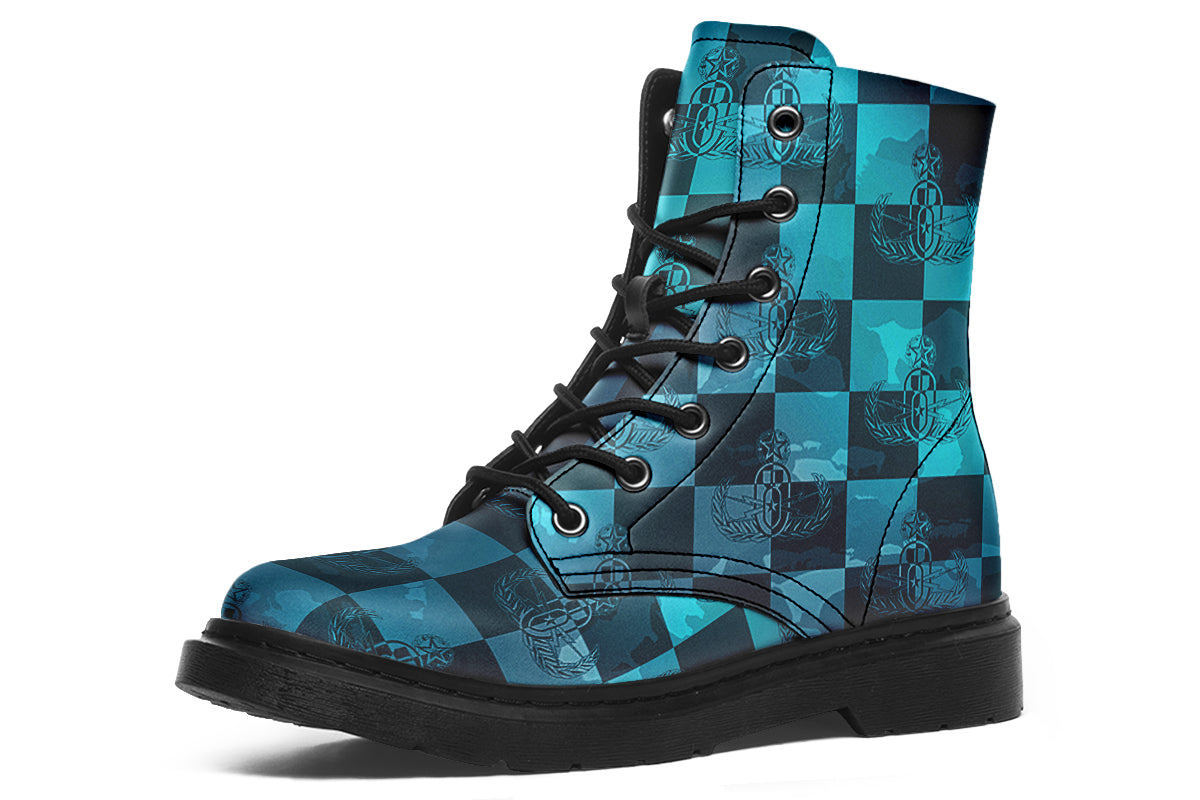 Combat Boots - "EOD Buffoulage Checkered Flag" (teal)