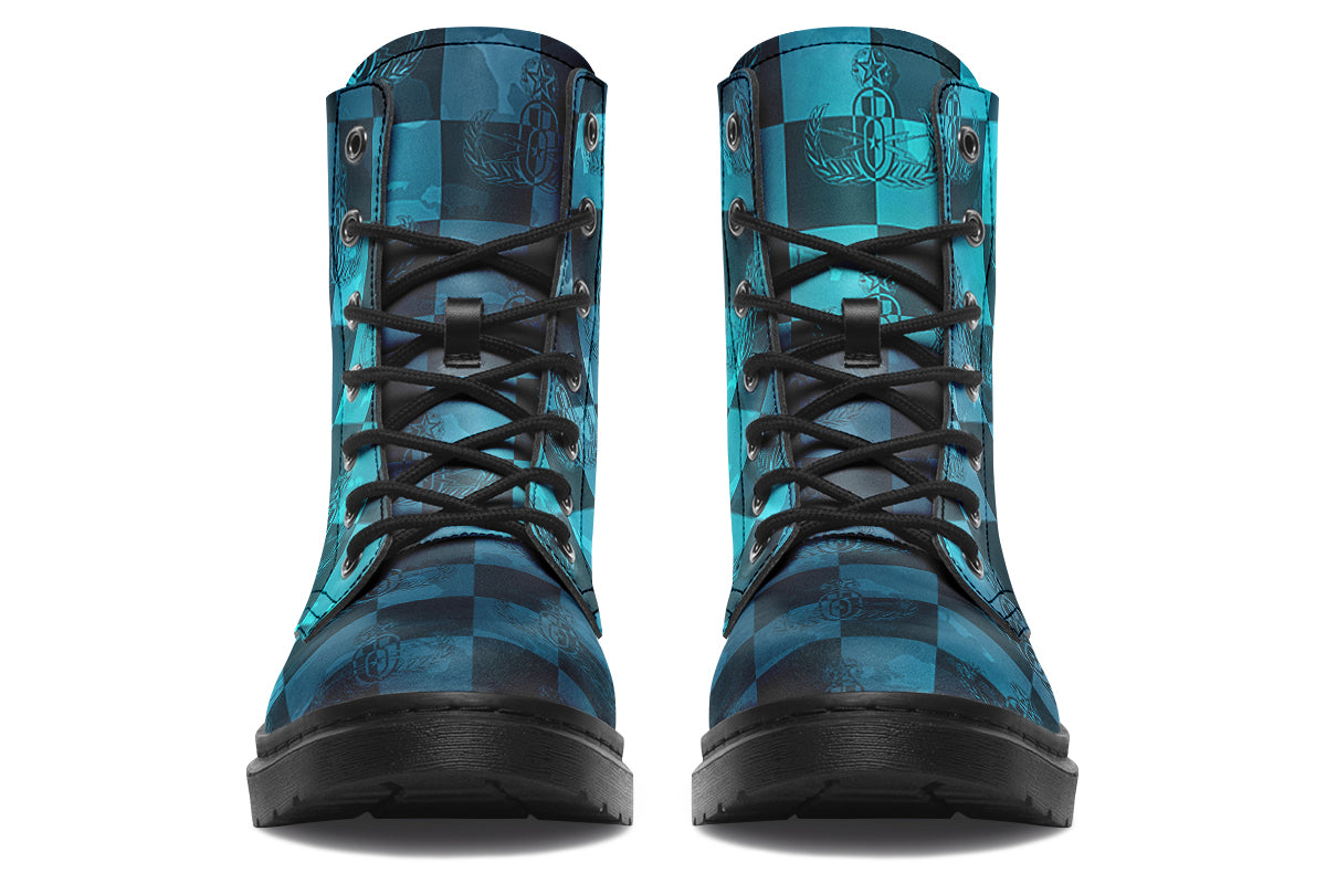 Combat Boots - "EOD Buffoulage Checkered Flag" (teal)