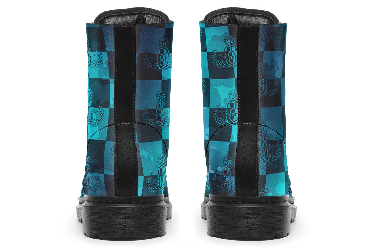 Combat Boots - "EOD Buffoulage Checkered Flag" (teal)