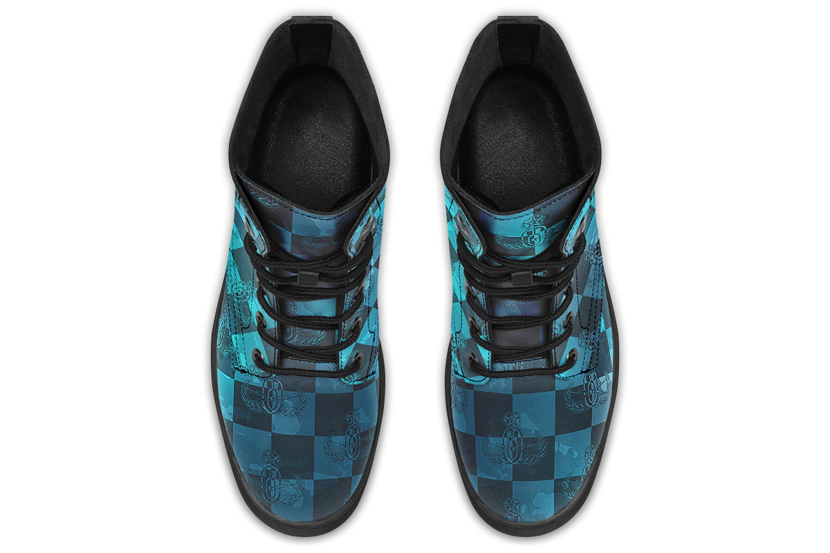 Combat Boots - "EOD Buffoulage Checkered Flag" (teal)