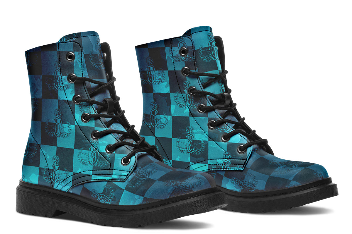 Combat Boots - "EOD Buffoulage Checkered Flag" (teal)
