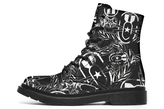 Combat Boots - "It's 5 o'clock Somewhere" (White on Black)