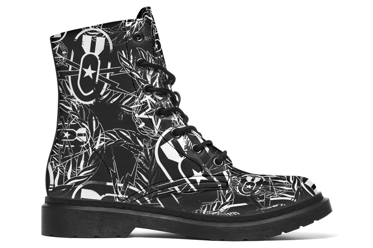 Combat Boots - "It's 5 o'clock Somewhere" (White on Black)