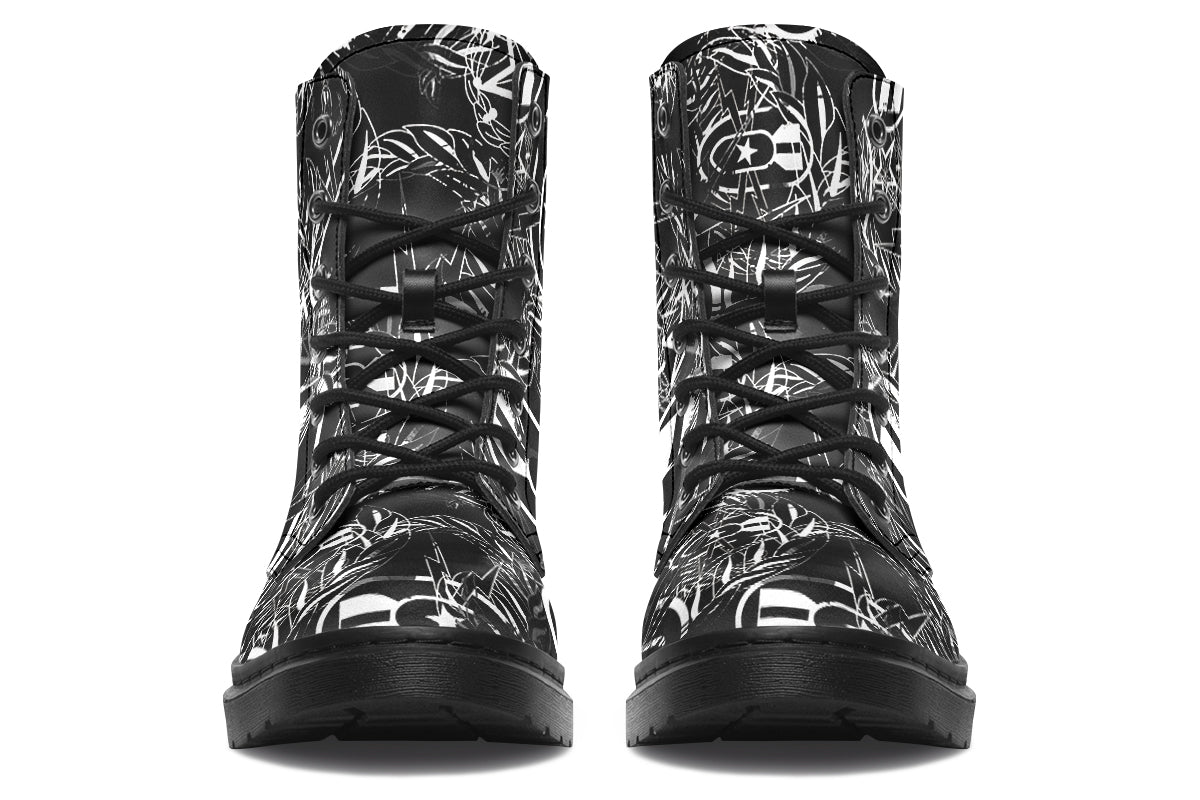 Combat Boots - "It's 5 o'clock Somewhere" (White on Black)